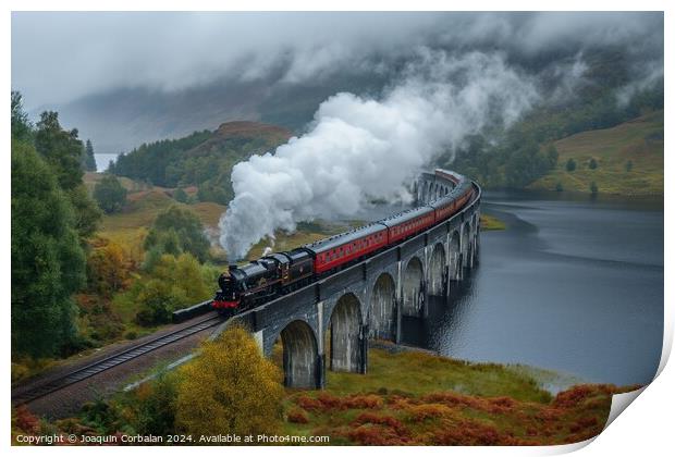Jacobite Express steam train crossing the Glenfinn Print by Joaquin Corbalan