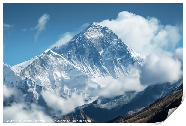 A stunning photo of a towering snow-covered mounta Print by Joaquin Corbalan