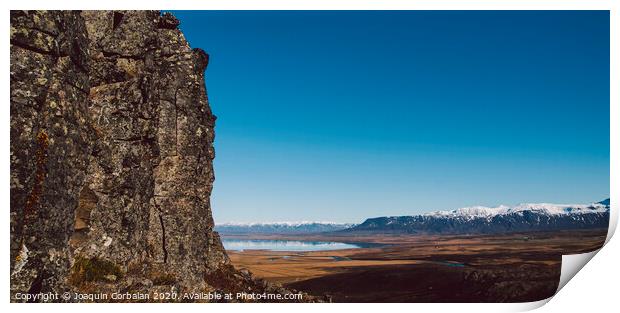 High Icelandic or Scottish mountain landscape with high peaks and dramatic colors Print by Joaquin Corbalan