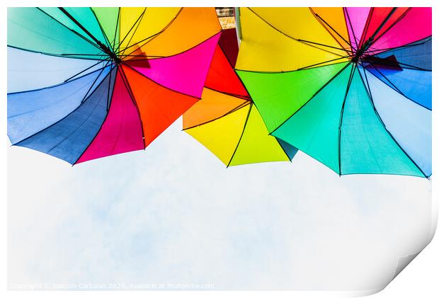 Colorful umbrellas to use as a background in bright and cheerful ideas. Print by Joaquin Corbalan