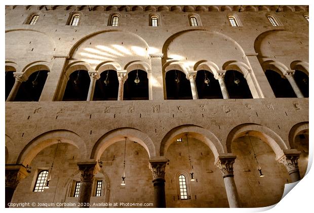 Interior of the main nave of the Cathedral Basilica of San Sabino in Bari. Print by Joaquin Corbalan