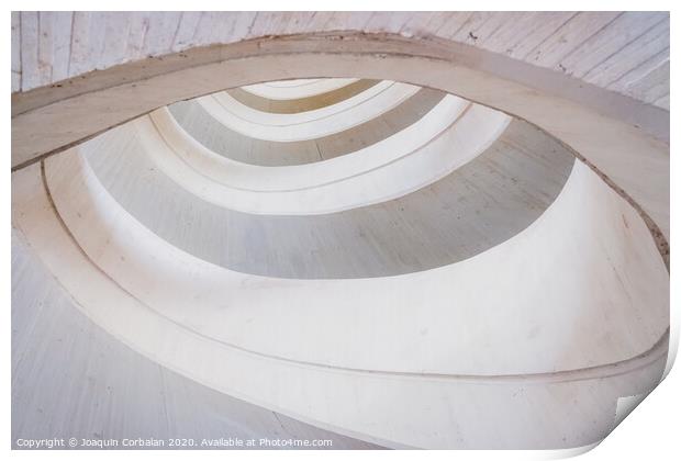 Circular concrete construction, abstract geometry background of light and bright tones. Print by Joaquin Corbalan