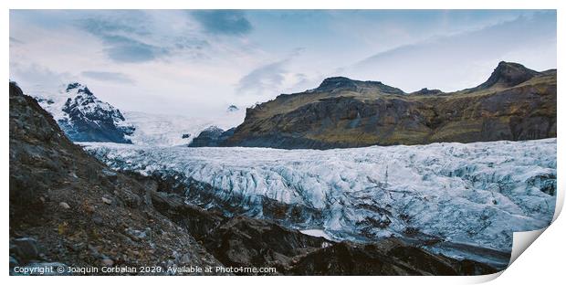 Huge glacier, view of the tongue and its large blocks of ice. Print by Joaquin Corbalan