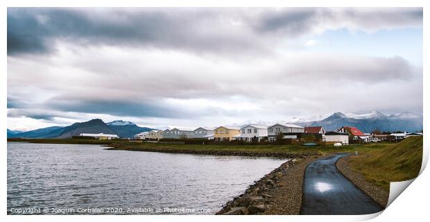 Fishing village on the east coast of Iceland Print by Joaquin Corbalan