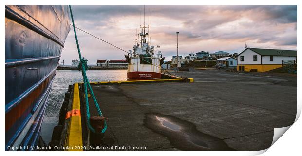 Fishing village on the east coast of Iceland Print by Joaquin Corbalan