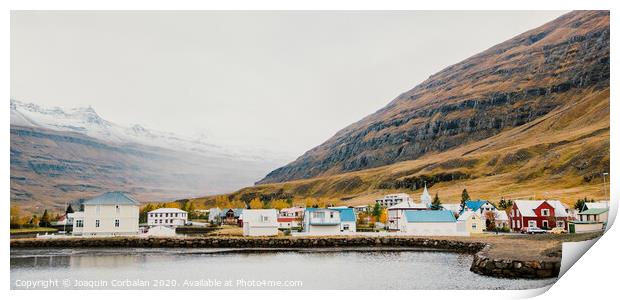 Fishing village on the east coast of Iceland Print by Joaquin Corbalan