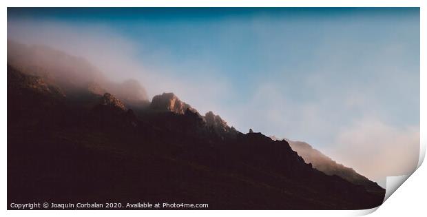 High Icelandic or Scottish mountain landscape with high peaks and dramatic colors Print by Joaquin Corbalan