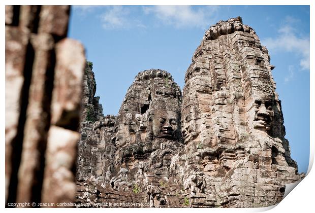 Ruins of ancient temples around the religious complex of Angkor Thom Print by Joaquin Corbalan