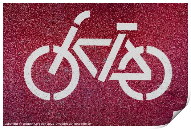 Symbol of a bicycle indicating a bike lane to pedal safely. Print by Joaquin Corbalan