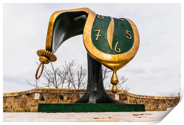 Sculpture Dalí's melted clock displayed on the street on the occasion of the cultural capital of the city. Print by Joaquin Corbalan