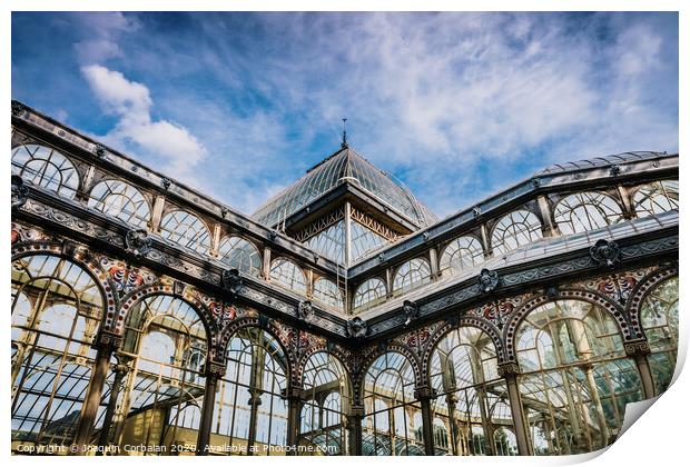 Exterior of the Crystal Palace in Madrid, a must for tourists, in the Retiro Park. Print by Joaquin Corbalan