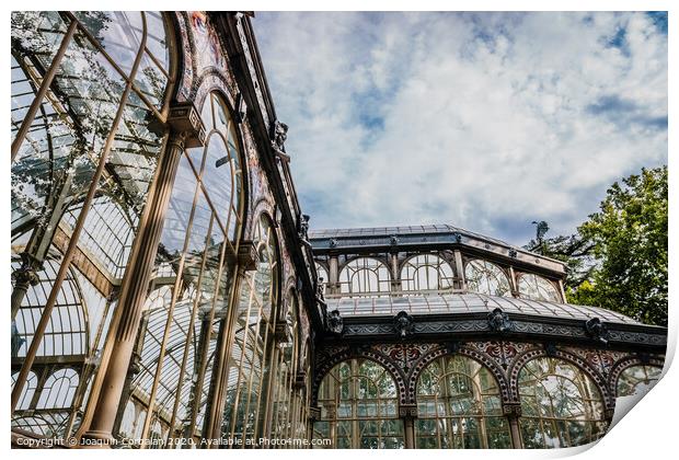 Exterior of the Crystal Palace in Madrid, a must for tourists, in the Retiro Park. Print by Joaquin Corbalan