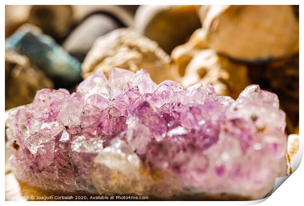 Amethyst is a violet macrocrystalline variety of quartz Print by Joaquin Corbalan