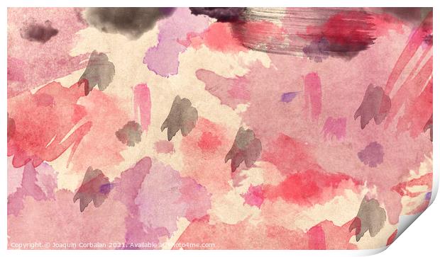 Delicate feminine background with watercolor brush strokes of pi Print by Joaquin Corbalan