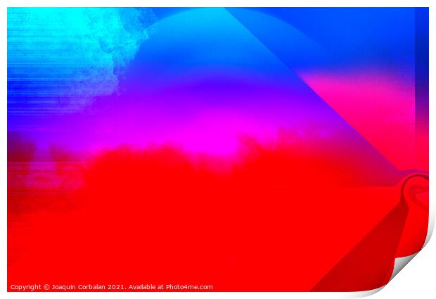 Colorful abstract background of deep red tones with converging p Print by Joaquin Corbalan
