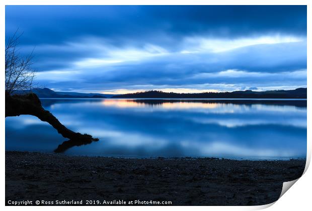 Dawn Breaking Loch Lomond Print by Ross Sutherland
