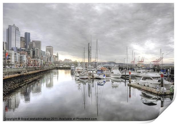 Seattle water front Print by Gopal seshadrinathan