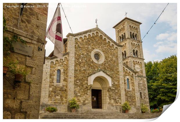 Medieval church of Saint Saviour in Castellina Print by eyecon 