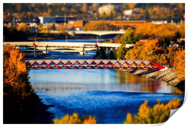 The Red Bridge over the bow River  Print by Osarieme Eweka