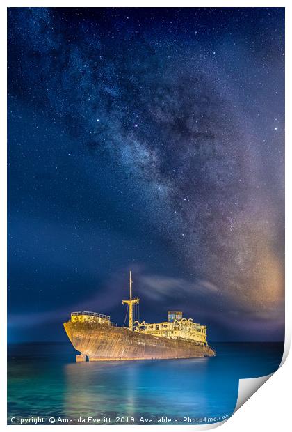 Shipwreck Milky Way Print by Amanda Everitt