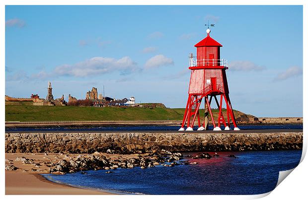 Groyne Lighthouse at South Shields Print by Simon Marshall