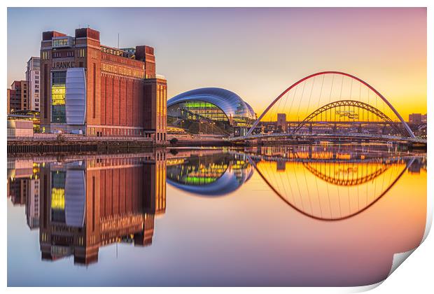 River Tyne Bridges Reflection Print by Kevin Sloan