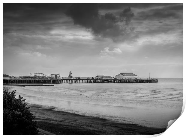 Storm Clouds above Clacton Pier Print by louise stanley