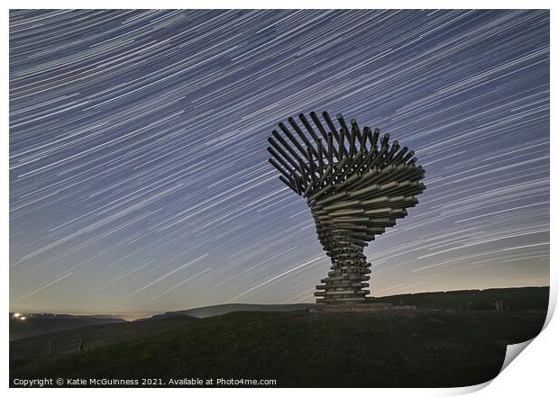 Start trails at the singing ringing tree sculpture Print by Katie McGuinness