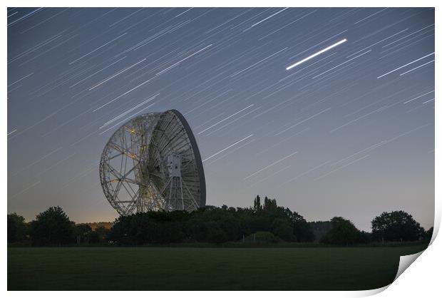 Jodrell Bank radio telescope star trails Print by Katie McGuinness