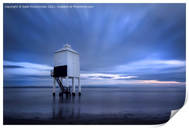 Burnham on Sea Low Lighthouse sunset Print by Katie McGuinness