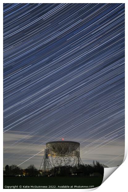 Jodrell Bank radio telescope star trails Print by Katie McGuinness