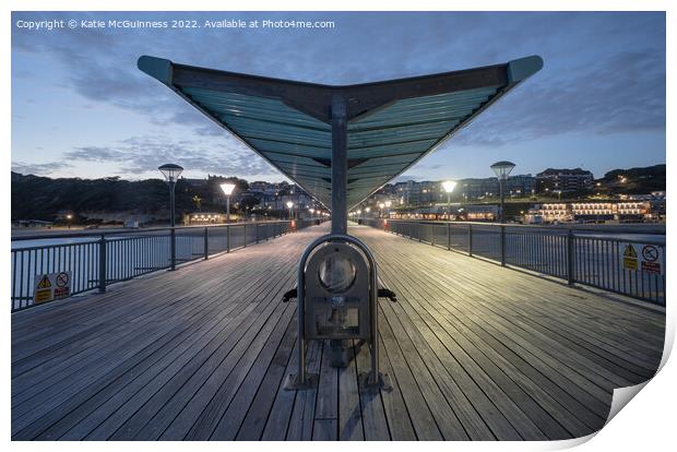 Sunset at Boscombe Pier, Bournemouth Print by Katie McGuinness