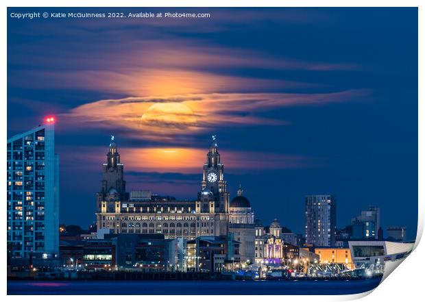 Liver Building Moonrise Print by Katie McGuinness