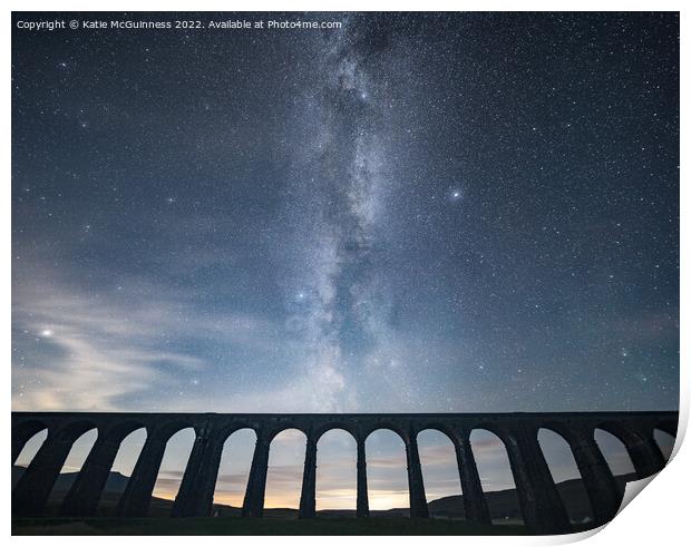 The milky way over the Ribblehead Viaduct Print by Katie McGuinness