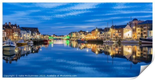 Weymouth Harbour Reflections Print by Katie McGuinness
