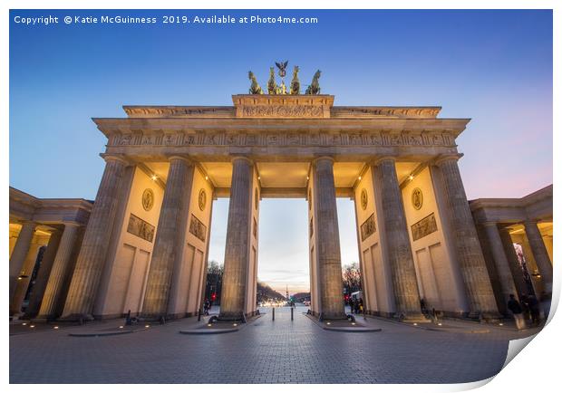 Brandenburg Gate, Berlin at dusk Print by Katie McGuinness