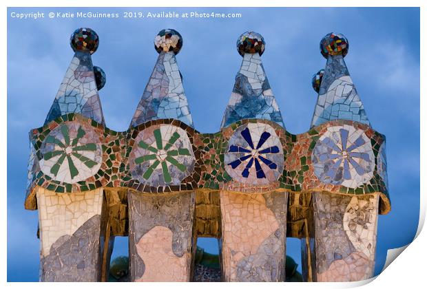 Casa Battlo Chimneypots, Barcelona Print by Katie McGuinness