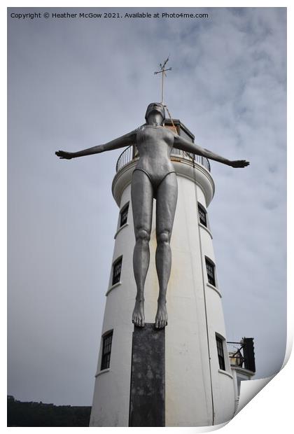 Diving Belle at Scarborough Lighthouse Print by Heather McGow