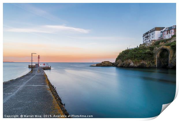 Looe pier and Harbour entrance Print by Warren Wise