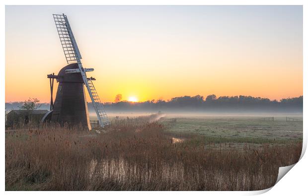An old working windmill on Norfolk Broads Print by Robbie Spencer
