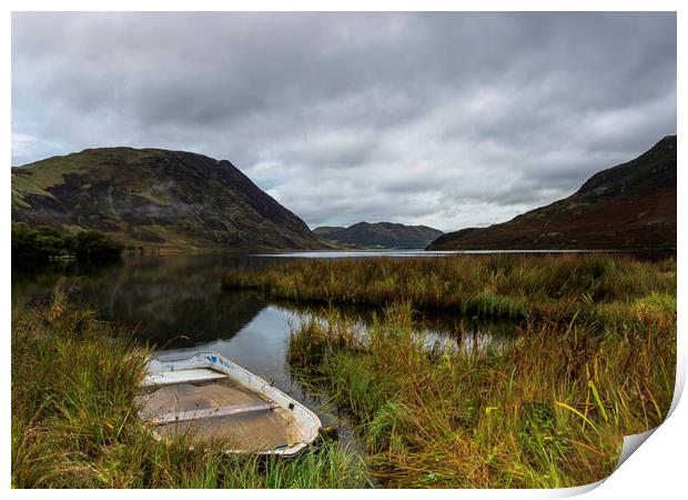 Abandoned boat on Crummock Water Print by Robbie Spencer