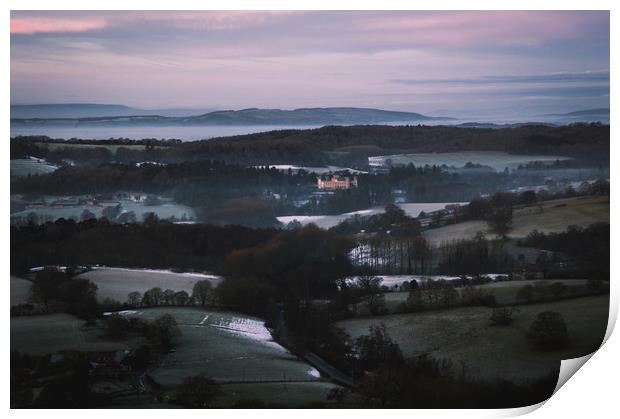 Eastnor Castle, on a cold winters morning Print by David Wall