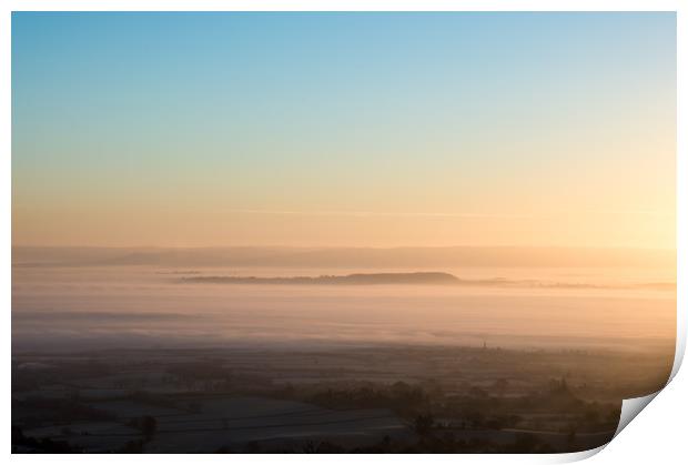 Mist covering the English countryside on a cold wi Print by David Wall