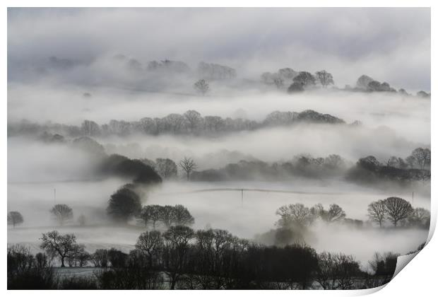 Looking down on Castlemorton Common from the Malve Print by David Wall