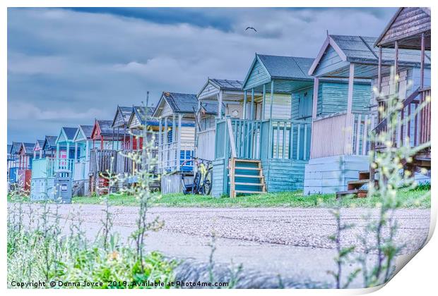 Beach Huts at Tankerton, Kent Print by Donna Joyce