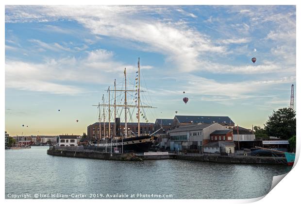 SS Great Britain and Bristol Balloon Festival Print by Neil William-Carter