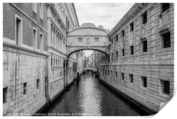 Bridge of Sighs Venice Monochrome Print by Steve Thomson