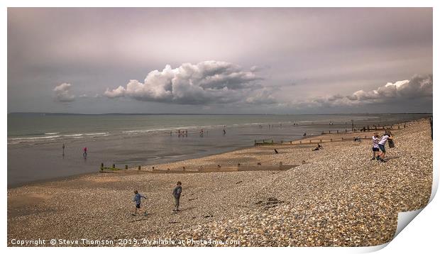East Wittering Beach - Cloudy Day Print by Steve Thomson