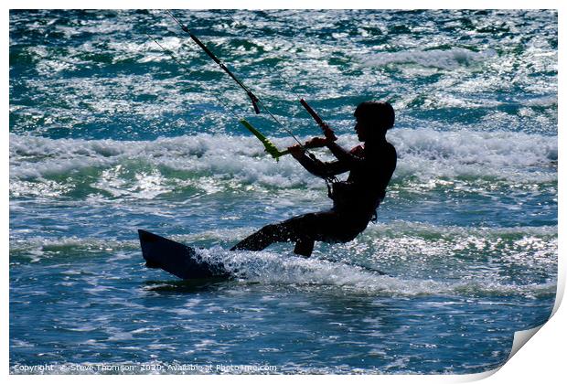 Kite Surfer Silhouette Print by Steve Thomson