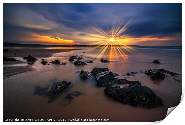 Sunset beach Print by D.APHOTOGRAPHY 